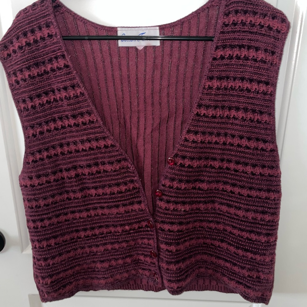 Maroon Textured Knit Vest